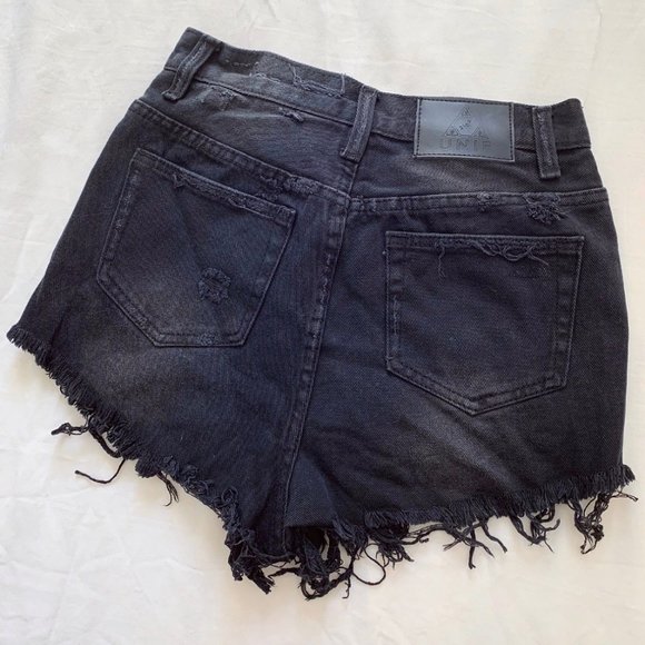 NWT - UNIF Black Ripped Denim Shorts - Picture 2 of 3